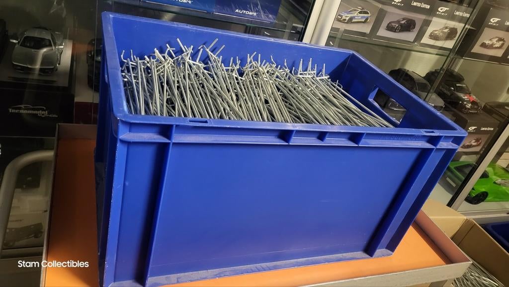 +/-300 x Blisterhaken / slatwall haken 30cm voor Tegometall, Ophalen of Verzenden