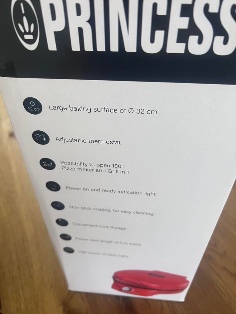 Princess Pizza Maker & Grill 2-in-1 - Nieuw in doos, Minder dan 45 cm, Nieuw, Ophalen of Verzenden, Oven met grill