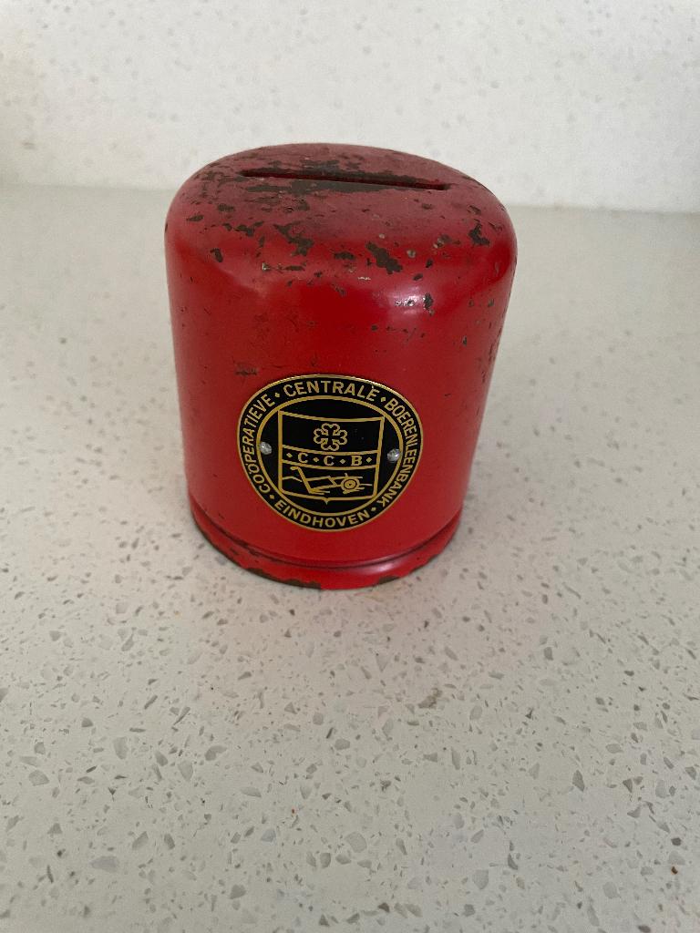 Vintage spaarpotje- Eindhoven, Ophalen of Verzenden, Gebruikt, Metaal of Blik, Overige thema's