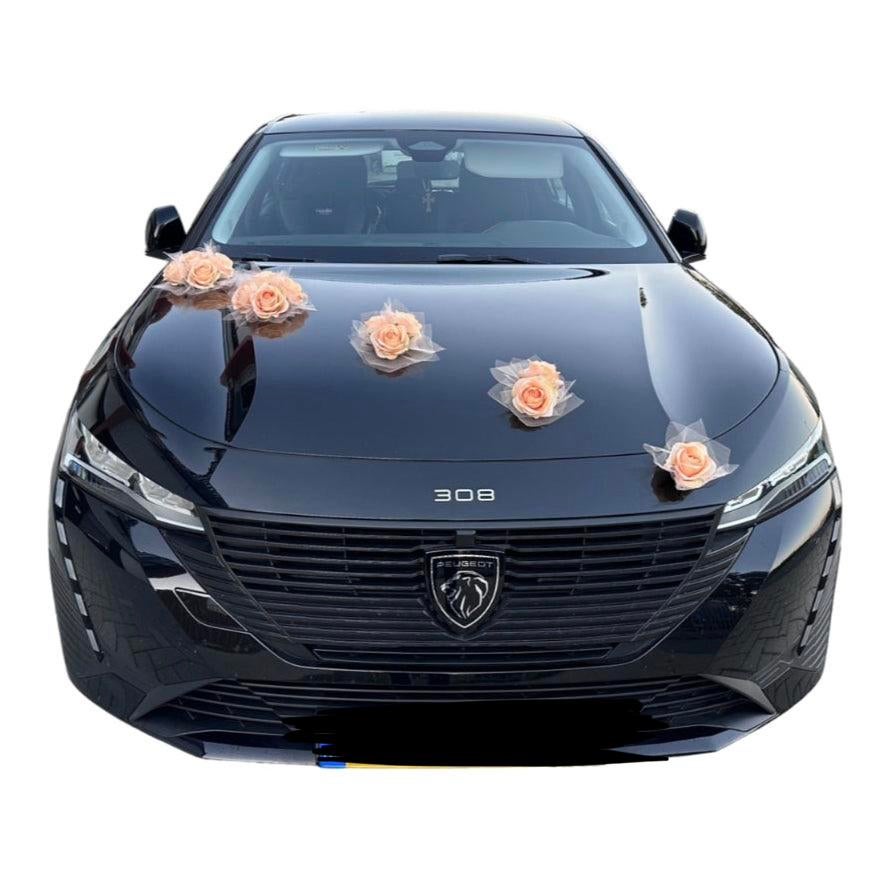 Trouwauto Versiering Perzik Kleur - 5 Bloemstukken, Ophalen of Verzenden, Nieuw