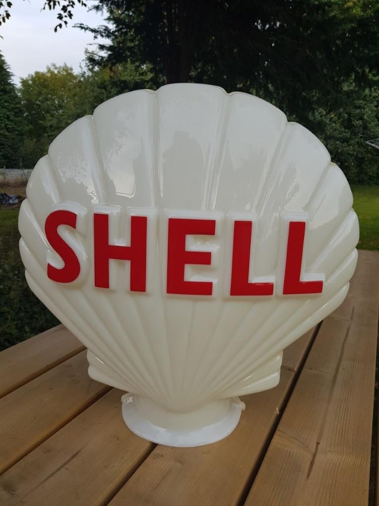 Shell glazen benzinepomp globe reclame verlichting lamp pomp, Lichtbak of (neon) lamp, Globes, Ophalen of Verzenden, Zo goed als nieuw