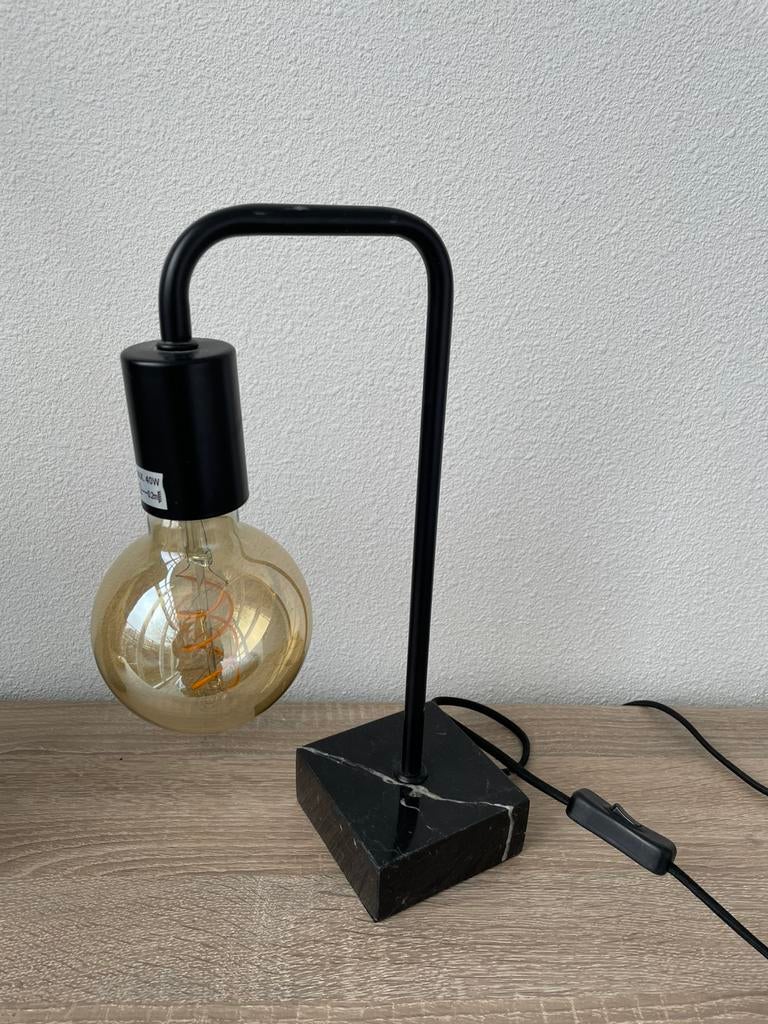 Lucide Lorin zwart marmer marmeren tafellamp lamp, Huis en Inrichting, Lampen | Tafellampen, Ophalen, Zo goed als nieuw, Minder dan 50 cm