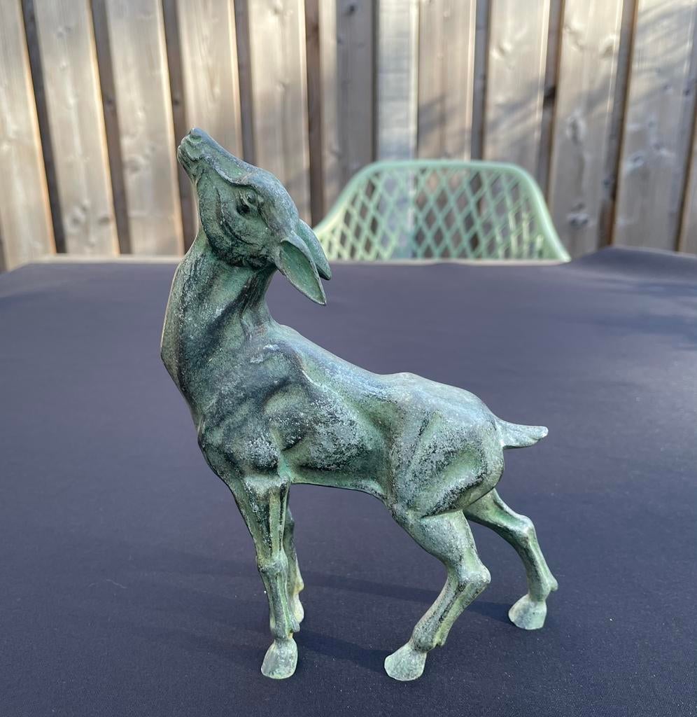 Bronzen hertenbeeldje 27 cm, Antiek en Kunst, Antiek | Koper en Brons, Ophalen of Verzenden