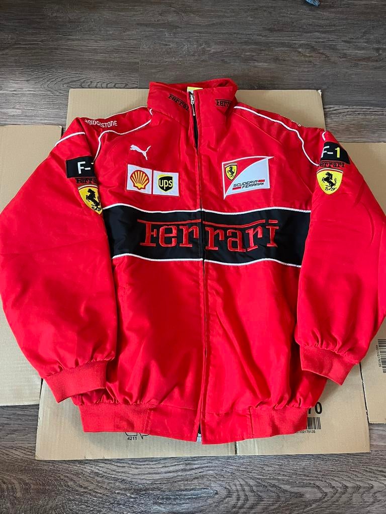 Ferrari Racing jas (maat L) – red vintage stijl, Ophalen of Verzenden, Zo goed als nieuw, Maat 52/54 (L), Rood
