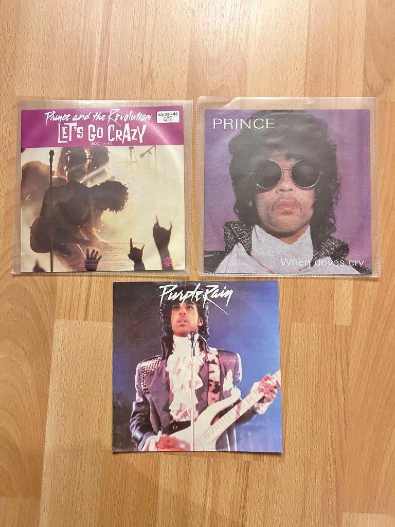 3 singles Prince - Purple Rain-When Doves Cry-Let's Go Crazy, Cd's en Dvd's, Vinyl Singles, Gebruikt, 7 inch, Single, Ophalen of Verzenden