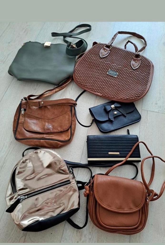 Partij 10 stuks damestassen en portemonees, Ophalen of Verzenden, Gebruikt, Overige kleuren, Overige typen