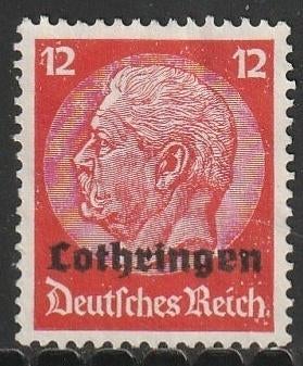 Bezet Lotharingen 1940 7 Hindenburg 12p, Ongebruikt, Ophalen of Verzenden, Overige periodes, Postfris