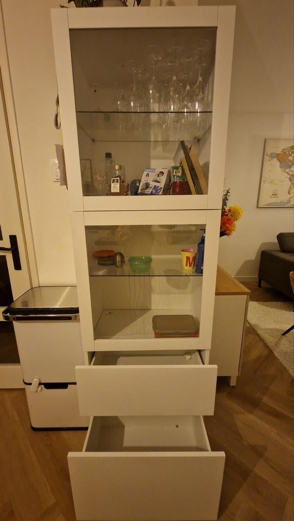 Ikea Besta combinatie met glazen deuren en lades, Ophalen, Met deur(en), 50 tot 100 cm, Zo goed als nieuw