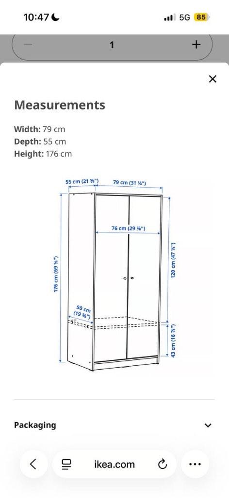 Ikea wardrobe, Huis en Inrichting, Kasten | Kledingkasten, Ophalen, 50 tot 100 cm, Zo goed als nieuw, 25 tot 50 cm