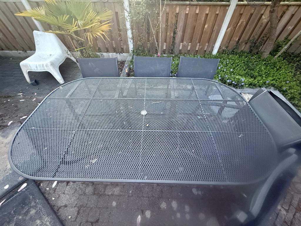 Tuintafel afgerond ovaal / Royal garden zwart metaal, Tuin en Terras, Tuintafels, Ophalen, Gebruikt, Ovaal, Metaal