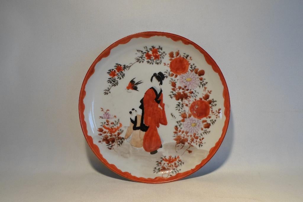 Kutani Bord Geisha Kind Vogel Bloemen Japan, Antiek en Kunst, Antiek | Porselein, Ophalen of Verzenden