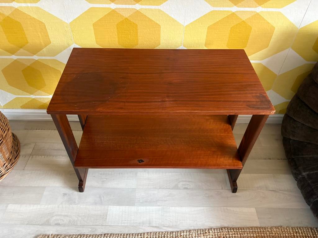 Fraai vintage deens bijzettafeltje, Ophalen, Gebruikt, 25 tot 50 cm, Rechthoekig