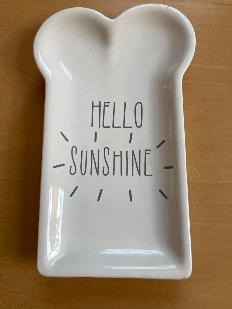 Clayre & Eef serveerbordje bord Hello Sunshine, Ophalen of Verzenden, Gebruikt, Overige stijlen, Bord(en)