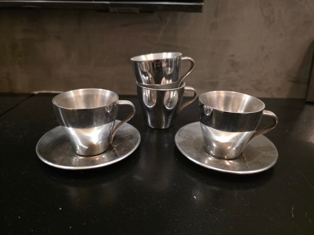 4x Ikea Kalasat RVS Espresso Kopjes, Ophalen of Verzenden, Overige materialen, Overige stijlen, Kop(pen) en/of Schotel(s)