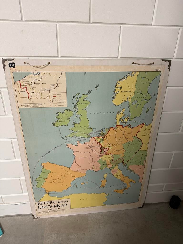 Oude Landkaart Europa Lodewijk XIV - 110x83cm, Ophalen, Gebruikt, Stad of Land