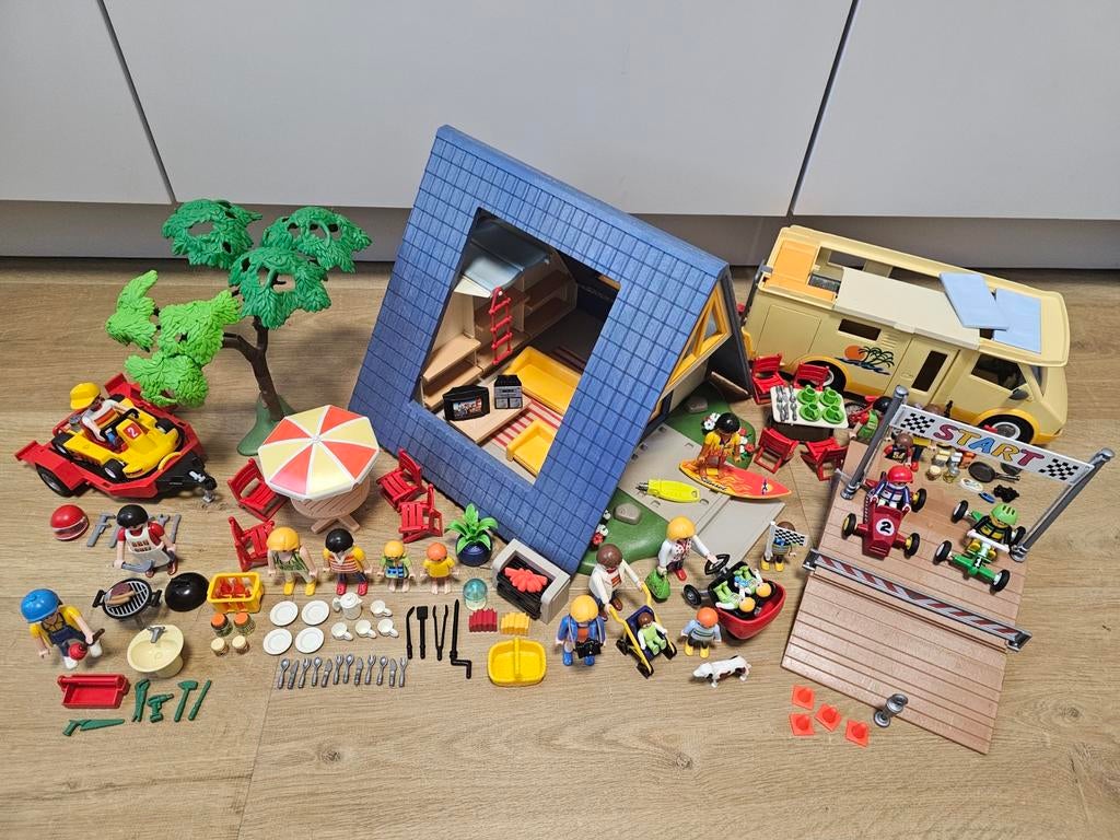 Playmobil 3230 zomerhuisje, camper, gocart, kinderwagen, bbq, Ophalen of Verzenden, Gebruikt