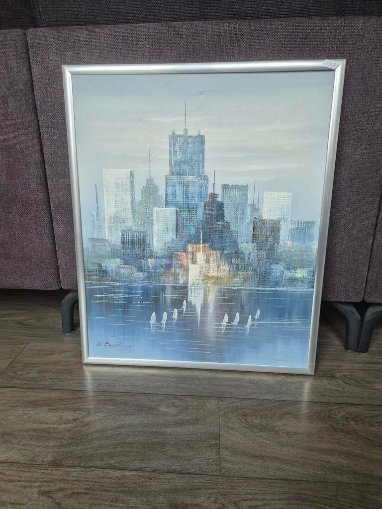 W.Bonsall skyline, Huis en Inrichting, Minder dan 50 cm, Ophalen of Verzenden, Zo goed als nieuw, Schilderij