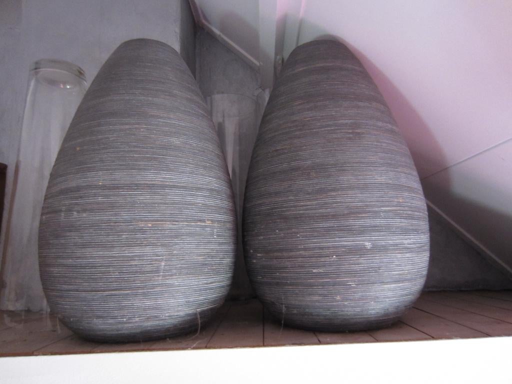 Intratuin 2 grote bamboe vazen/decoratie grijs, Huis en Inrichting, Woonaccessoires | Overige, Ophalen, Gebruikt