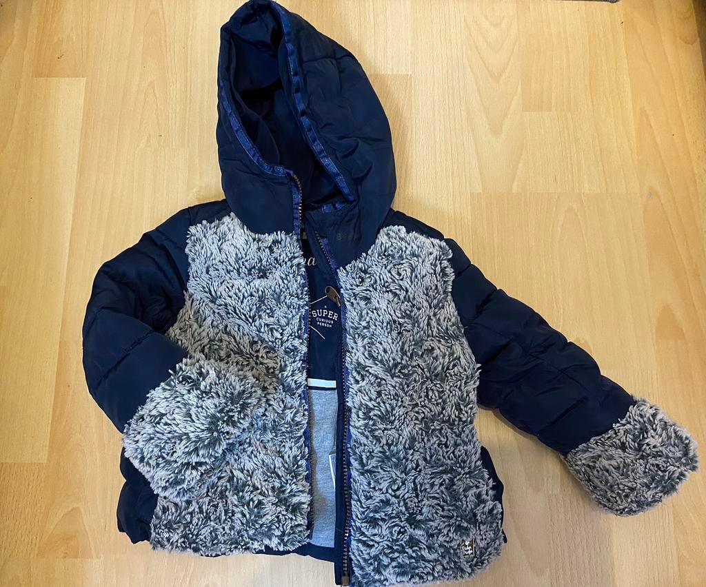 Donkerblauw met vacht Baker Bridge jas 92, Ophalen of Verzenden, Zo goed als nieuw, Meisje, Jas