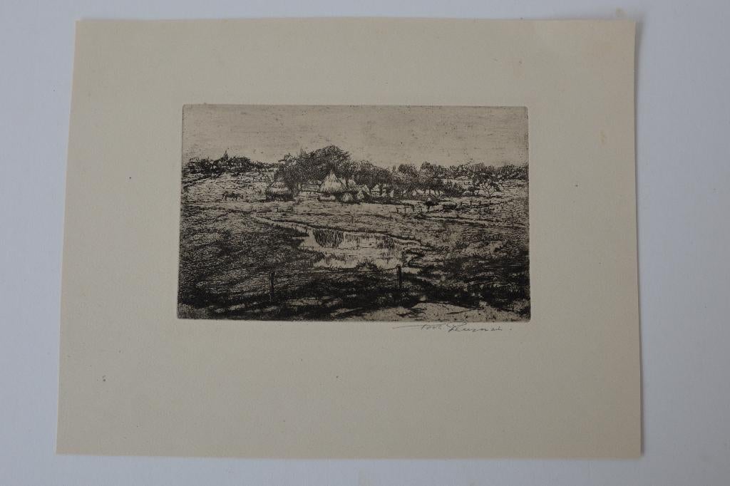 TOON PLUIJMERS 1910-1967 ETS Landschap Mooie kwaliteit GR2, Antiek en Kunst, Kunst | Etsen en Gravures, Verzenden