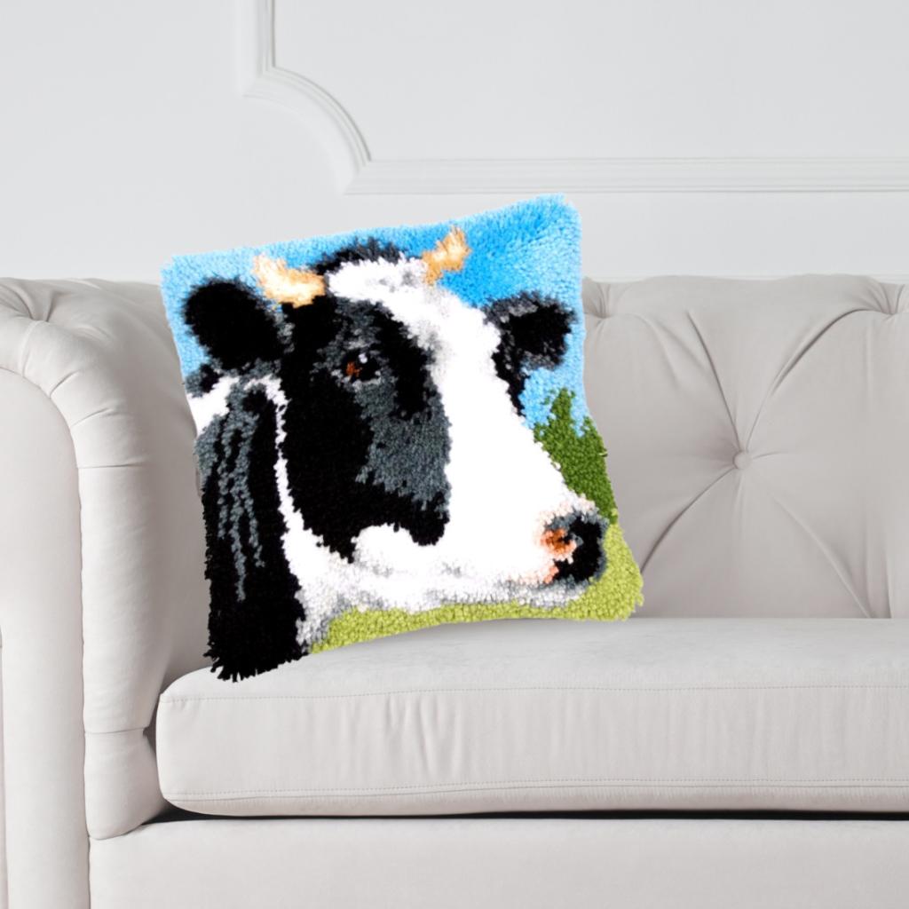 Smyrna, latch hook kussen, diy kit, koe, zelf maken, D, Nieuw, Ophalen of Verzenden, D