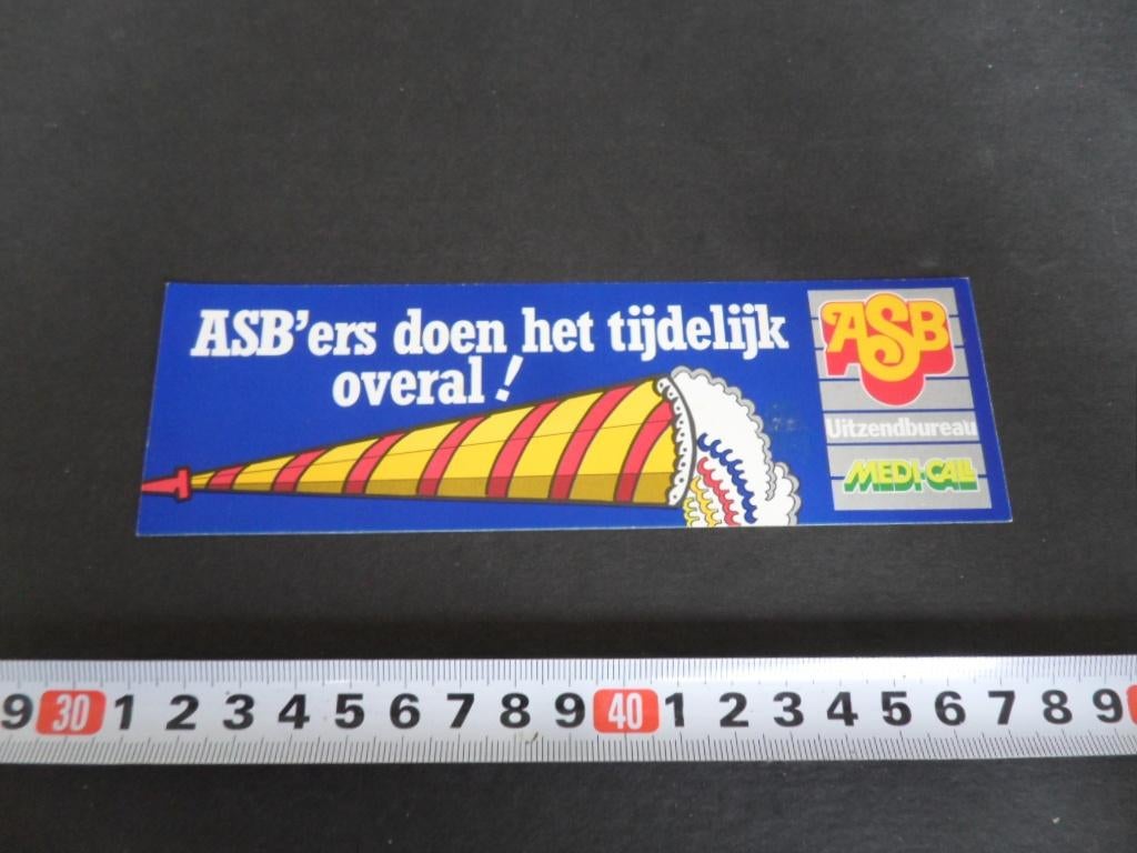 sticker ASB Uitzendbureau ASV'ers doen het tijdelijk overal!, Verzamelen, Ophalen, Zo goed als nieuw