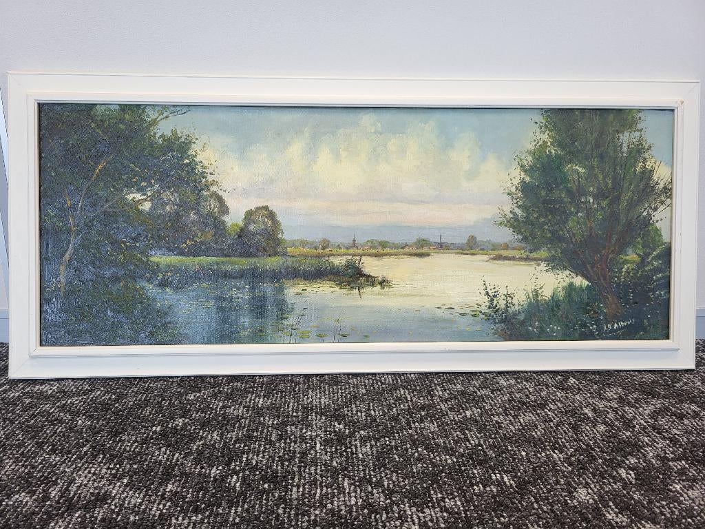 Johanna Dorothea Alberts – Hollands Rivierlandschap, Ophalen of Verzenden