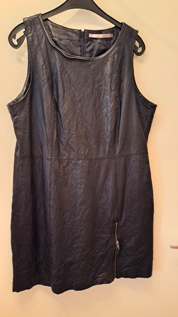 Zwarte leren jurk, Steps - Maat 44, Zwart, Maat 42/44 (L), Ophalen of Verzenden, Zo goed als nieuw