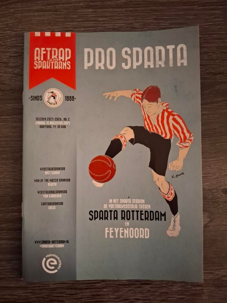 Programmaboekje Sparta - Feyenoord 31.08.2025, Ophalen of Verzenden, Nieuw, Feyenoord