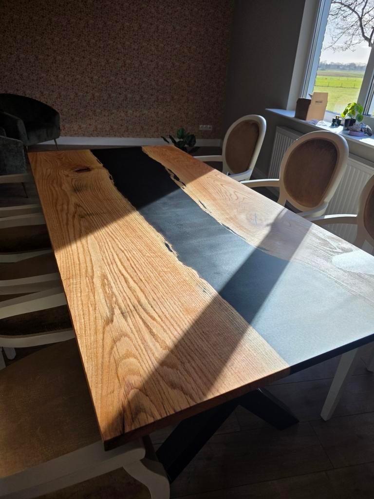 Epoxy Riviertafel - 193x95 cm, Huis en Inrichting, Tafels | Eettafels, Nieuw, Eikenhout, 150 tot 200 cm, Modern