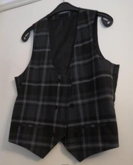 Nieuw River island Gilet spencer grijs zwart Ruiten L, Maat 52/54 (L), Verzenden, Zwart, Nieuw