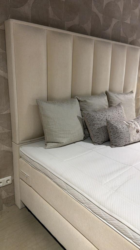 2-persoons Boxspring 180x200 Vuilafstotend/anti-allergie, Beige, Ophalen of Verzenden, 180 cm, 200 cm