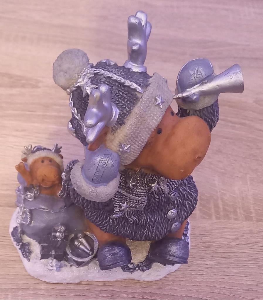 Leuk Porseleinen Winter Rendieren Beeldje - Moeder met Kind, Ophalen of Verzenden, Zo goed als nieuw, Dier