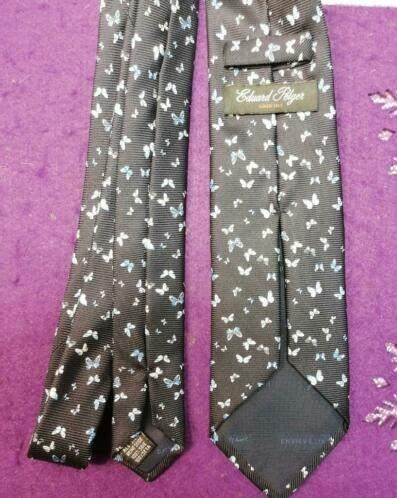 Eduard Pelger blauwe stropdas 100% zijde met vlinders 34180, Blauw, ., Eduard Pelger, Ophalen of Verzenden