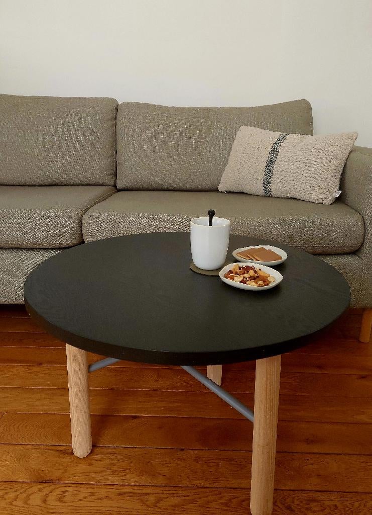 House Doctor salontafel antraciet eikenhout rond, Huis en Inrichting, Ophalen, Scandinavisch / Japandi, 50 tot 100 cm, 50 tot 100 cm
