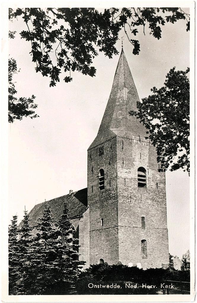 Onstwedde Gr, Ned.Herv.kerk gelopen 1957, richtprijs € 2,50, Verzamelen, Ansichtkaarten | Nederland, Verzenden, 1940 tot 1960