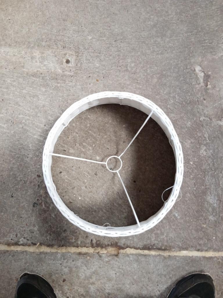 Witte rieten lampenkap, rond, Ophalen, Gebruikt, 25 tot 50 cm, Wit