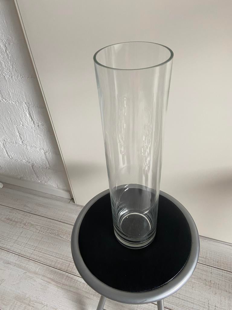 Mooie zware glazen cilindervaas 40 cm hoog., Huis en Inrichting, Ophalen, Overige kleuren, Minder dan 50 cm, Glas