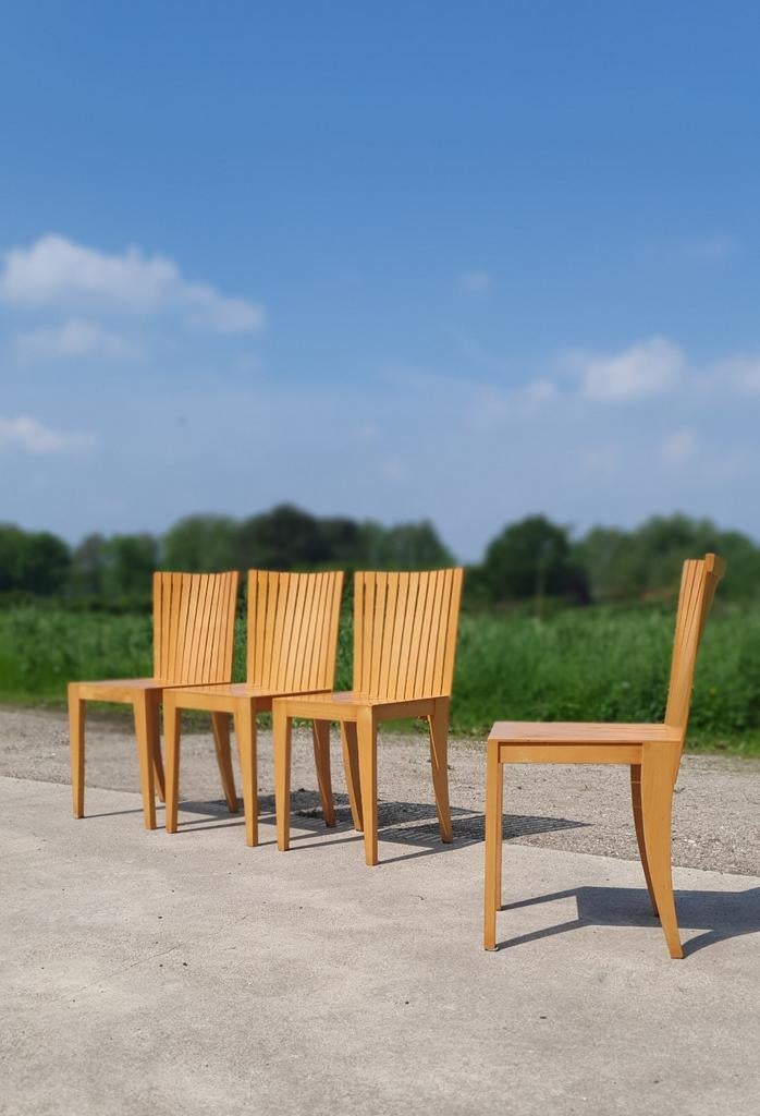 Set 4 vintage plywood beuken stoelen, Ophalen, Bruin, Postmodern post modern, Zo goed als nieuw