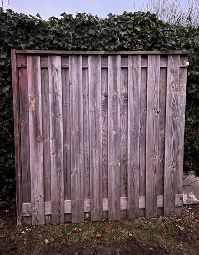 Houten schuttingpaneel met betonnenpalen LAATSTE KANS!, Tuin en Terras, Schuttingen, Ophalen, Minder dan 3 meter, Hout, 1 tot 2 meter