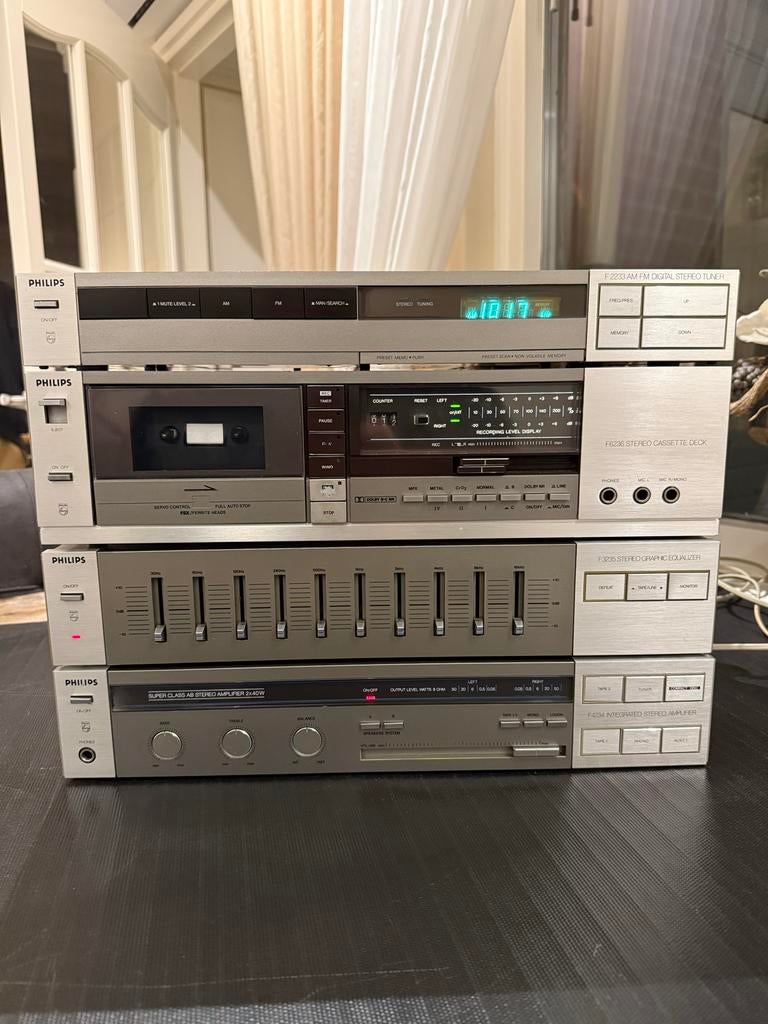Vintage Philips Stereotoren Jaren '80 - F2233, F6236, F3235,, Philips, Gebruikt, Cassettedeck, Losse componenten