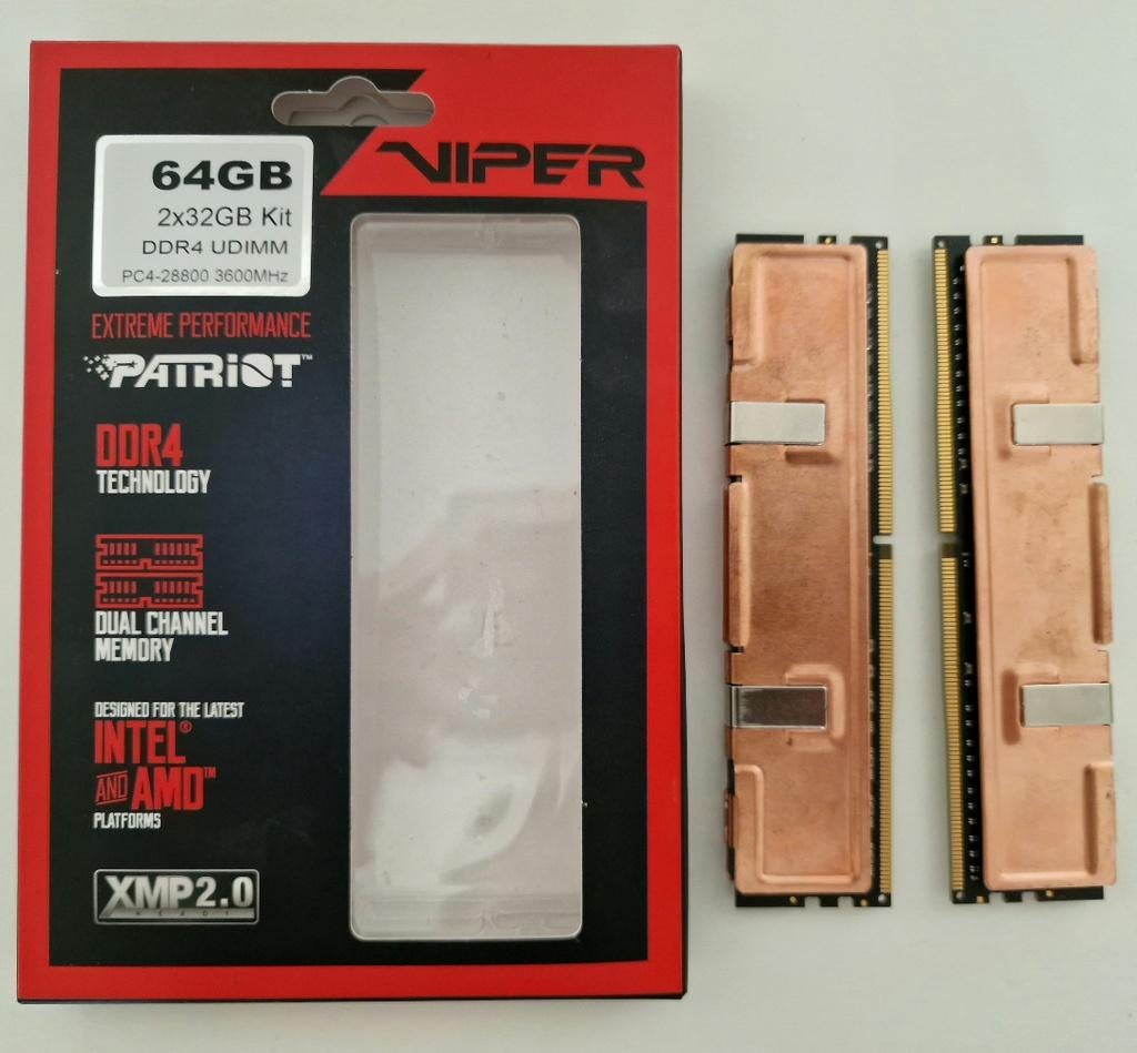 Patriot Viper 64 GB 3600 DDR4 ( 2 x 32 GB ), Computers en Software, RAM geheugen, Ophalen, DDR4, Zo goed als nieuw, Desktop
