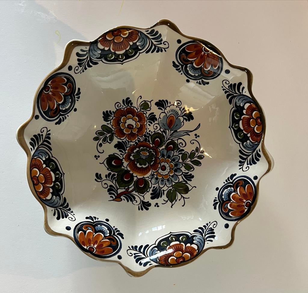 Genummerde Delfts Blauwe Schaal - Polychroom Handwerk, Antiek en Kunst, Antiek | Schalen, Ophalen of Verzenden