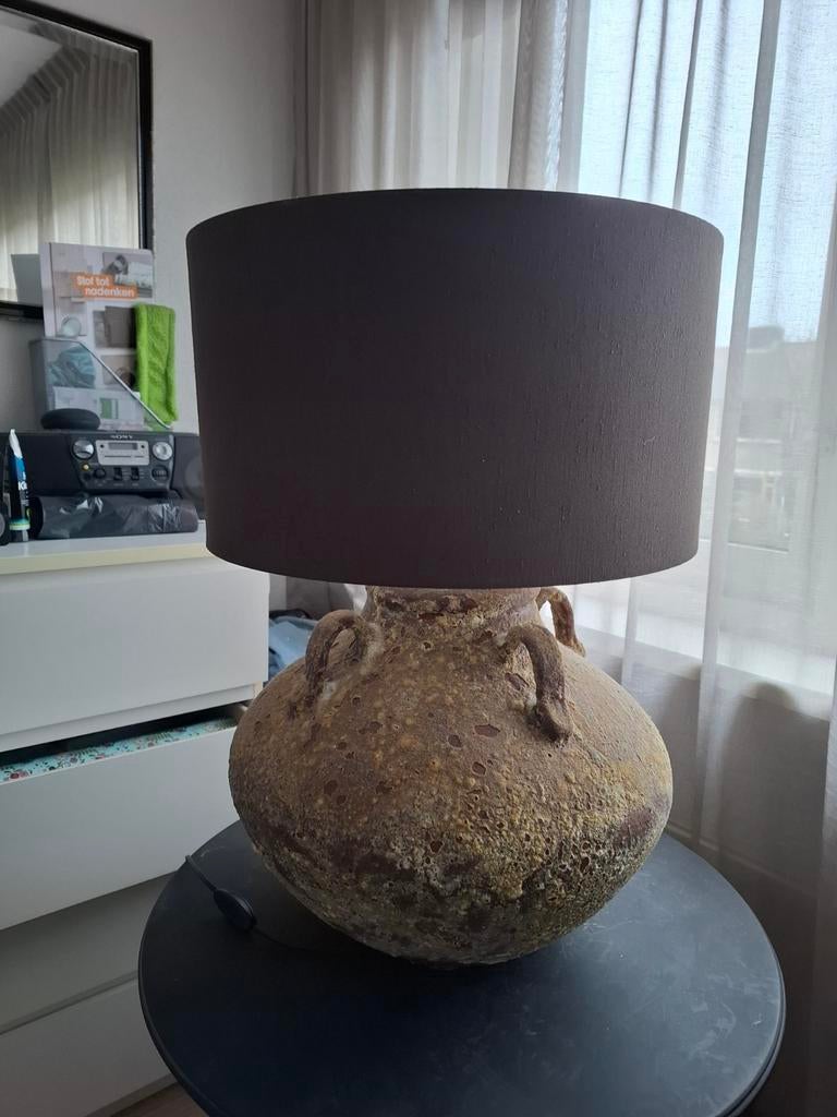 Mooie taupekleurige kruiklamp met kap., Ophalen, Zo goed als nieuw, Minder dan 50 cm