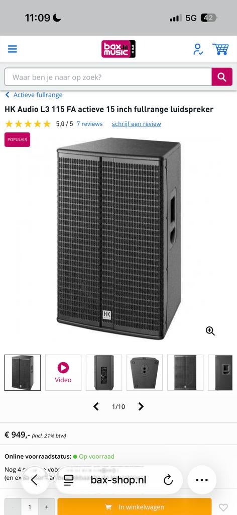 2x HK Audio L3 115 FA actieve luidspreker 139db, Ophalen of Verzenden, Gebruikt, Minder dan 500 watt, P.A.