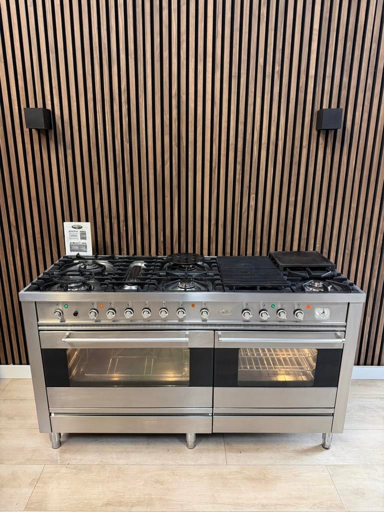 Mooie Rvs Boretti Fornuis 150 cm breed (Gratis bezorgen), Witgoed en Apparatuur, Fornuizen, 5258sh, Gebruikt, Ophalen of Verzenden