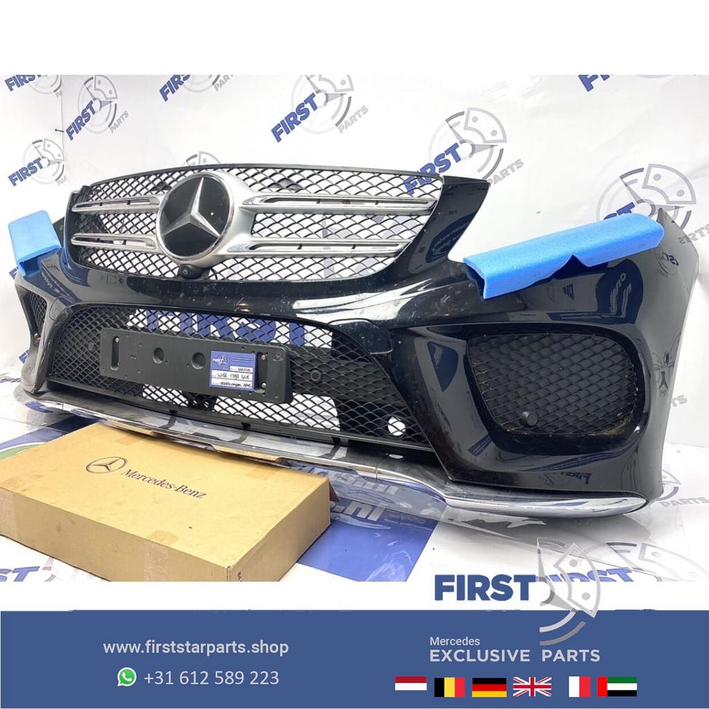 W166 GLE AMG VOORBUMPER COMPLEET ZWART Mercedes 2015-2019 OR, Gebruikt, -, Voor, Ophalen of Verzenden