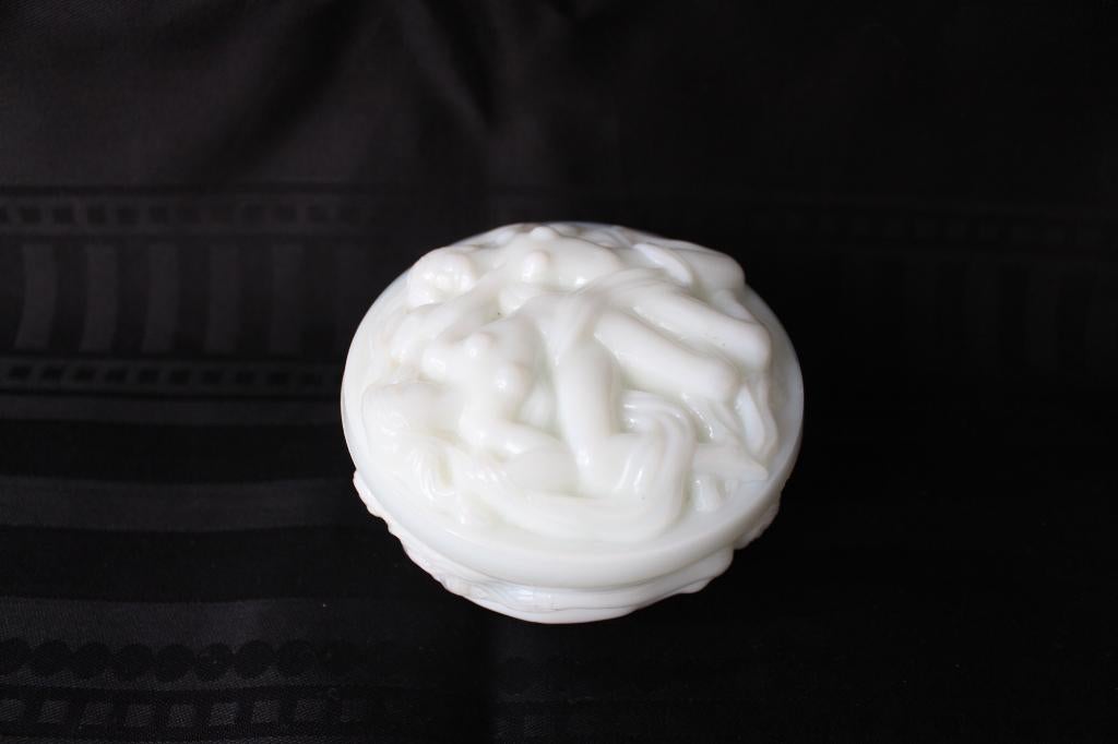 Antiek Art Deco Curt Schlevogt glazen juwelendoosje, Ophalen of Verzenden