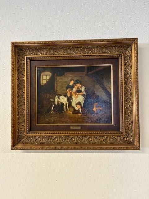 Schilderij : Familie met honden, Ophalen
