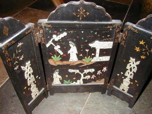 KAMERSCHERM afm 40 breed 34 hoog 3 delig Japans 3 luik oud, Ophalen of Verzenden, Zo goed als nieuw